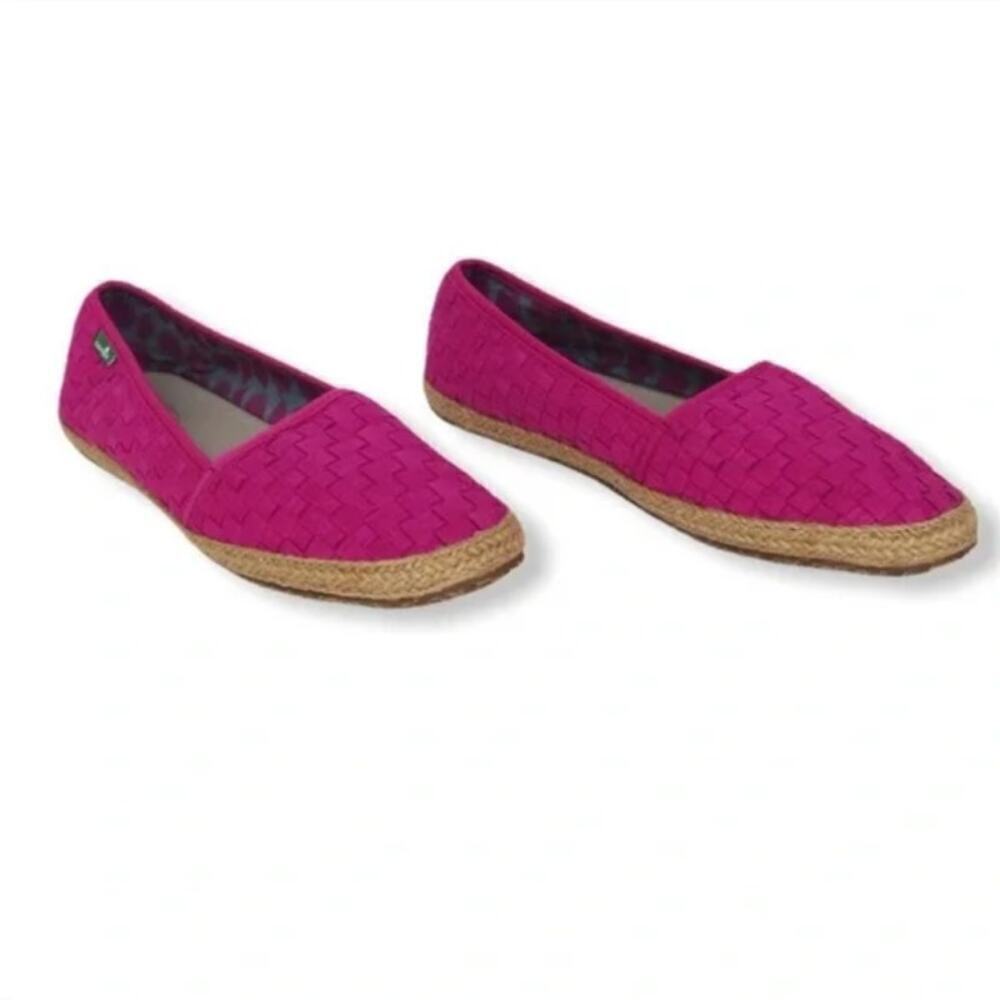 Sanuk Women's Fuschia Pink Basket Case Sidewalk Surfers Flats Size 6